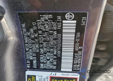 2014 Toyota Camry L z USA, uszkodzony, nr VIN 4T4BF1FK5ER354300